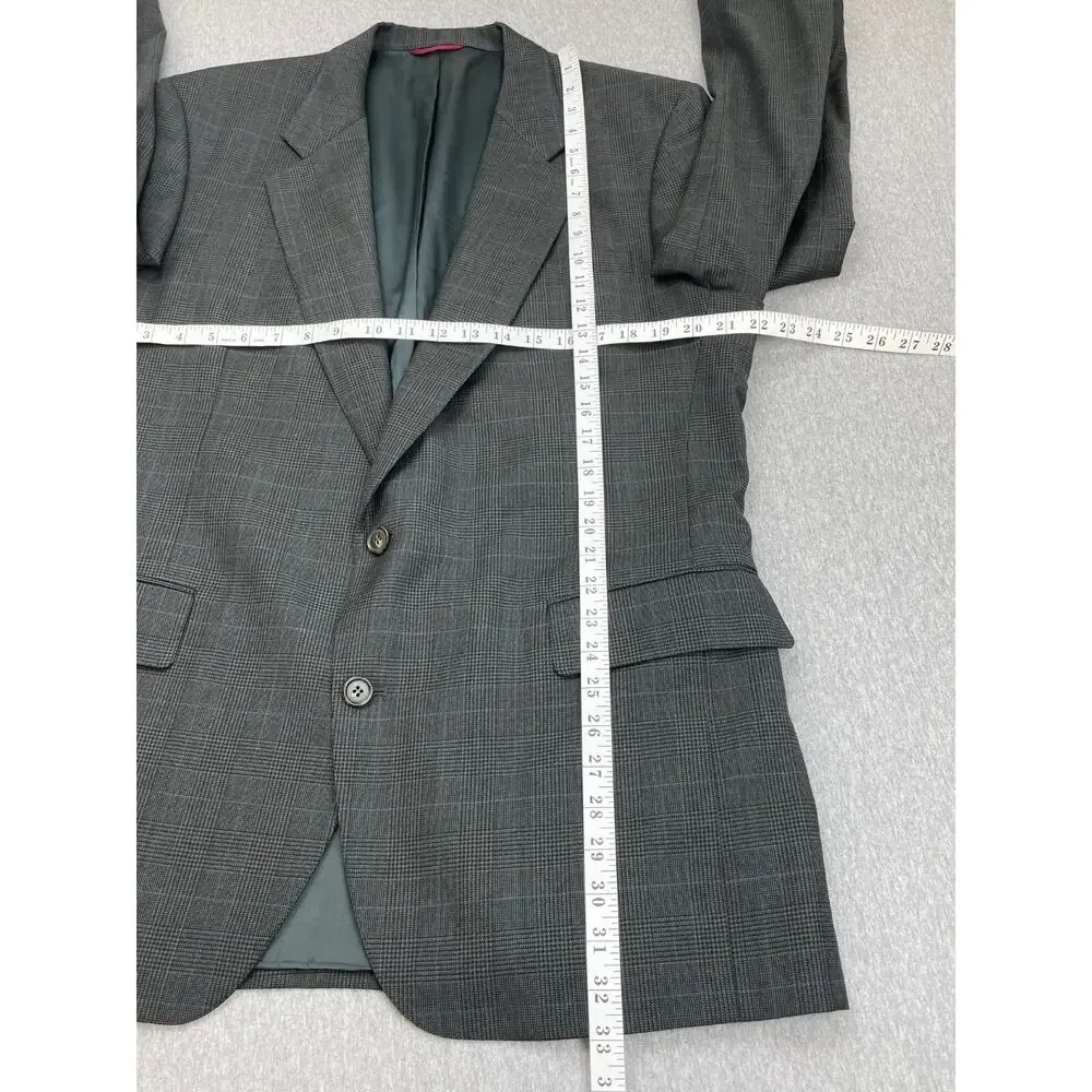 Jos A Bank Blazer Mens 44L Plaid 100% Wool Single Breasted Lined‎